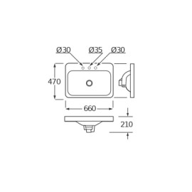 Cuba Sobrepor 660X470mm Com 3 Furos Baia Armani Gold Matte A3270C6R83 Roca