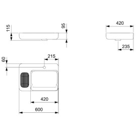 Cuba Apoio com Válvula Oculta 7/8" 600X420 Infinity Branco Brilhante A327273000 Roca