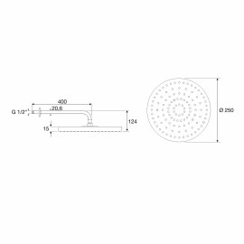 Chuveiro Tubo de Parede Redondo 250 mm Rainsense Cromado A5B1650C0C Roca