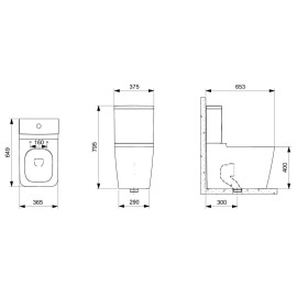 Bacia Para Caixa Com Saída Dual Rimless Square Branco Brilhante B342536000 Roca