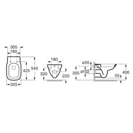 Bacia Suspensa 540X355 Debba Classic Branco Brilhante B346997000 Roca