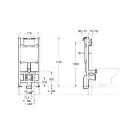 Caixa embutida em Drywall de 800mm para Bacia Suspensa Duplo One B890070020 Roca