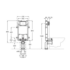 Caixa Embutida em Alvenaria de 800mm para Bacia Suspensa Duplo One B890070120 Roca