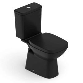 Kit Bacia Com Caixa acoplado Completo Assento Termofixo Fechamento Suave Debba Classic Black Matte C329723012