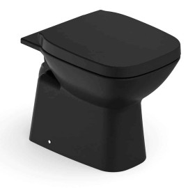 Kit Bacia Convencional Completo Assento Termofixo Fechamento Suave Debba Classic Black Matte C329727009 Roca