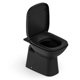 Kit Bacia Convencional Completo Assento Termofixo Fechamento Suave Debba Classic Black Matte C329727009 Roca