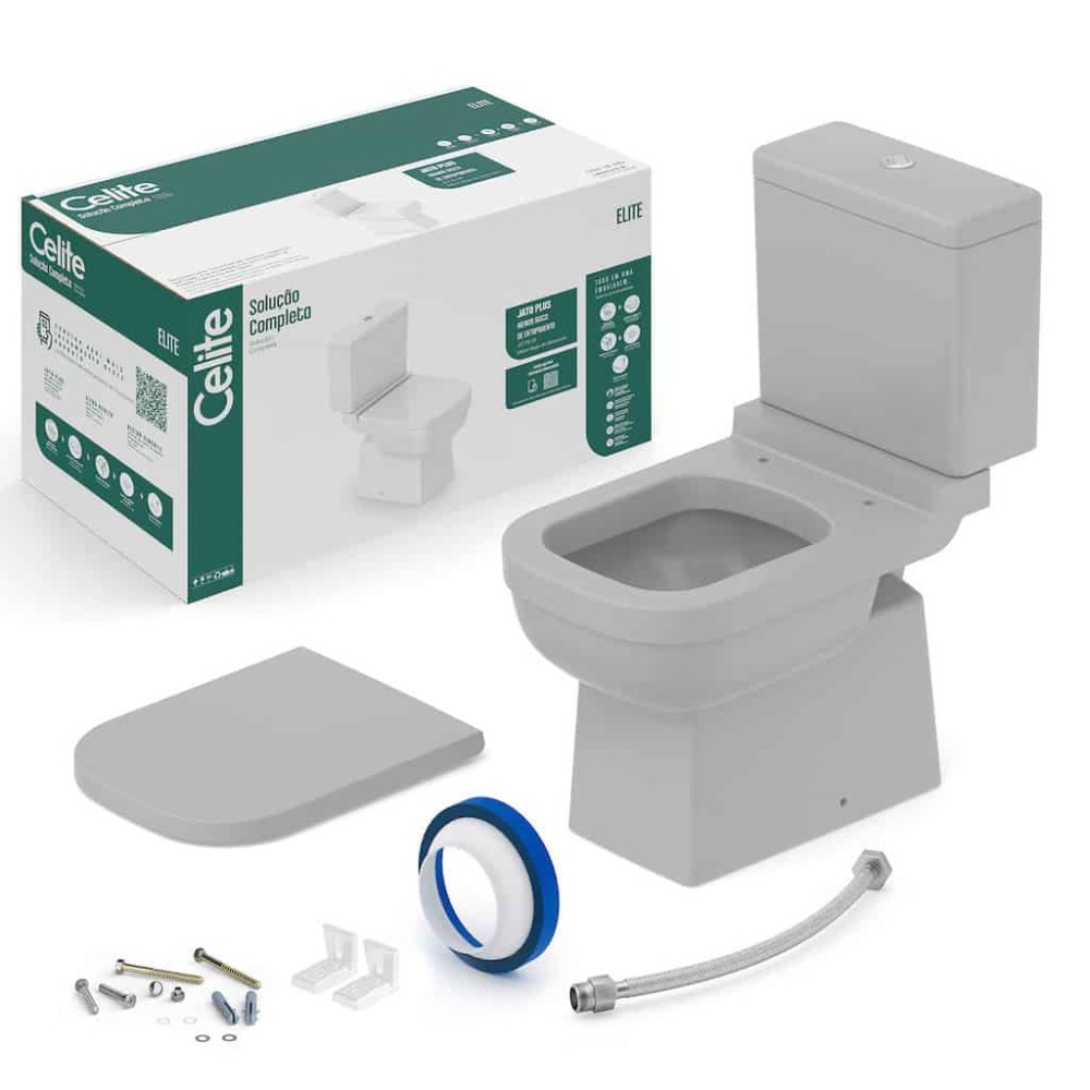Kit De Bacia Com Caixa, Assento Termofixo E Complementos De Instalação Elite 1747230070300
