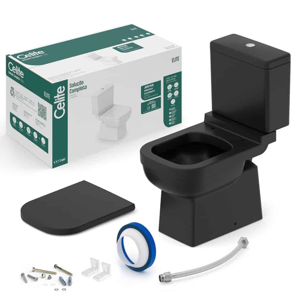 Kit De Bacia Com Caixa, Assento Termofixo E Complementos De Instalação Elite 1747230080300