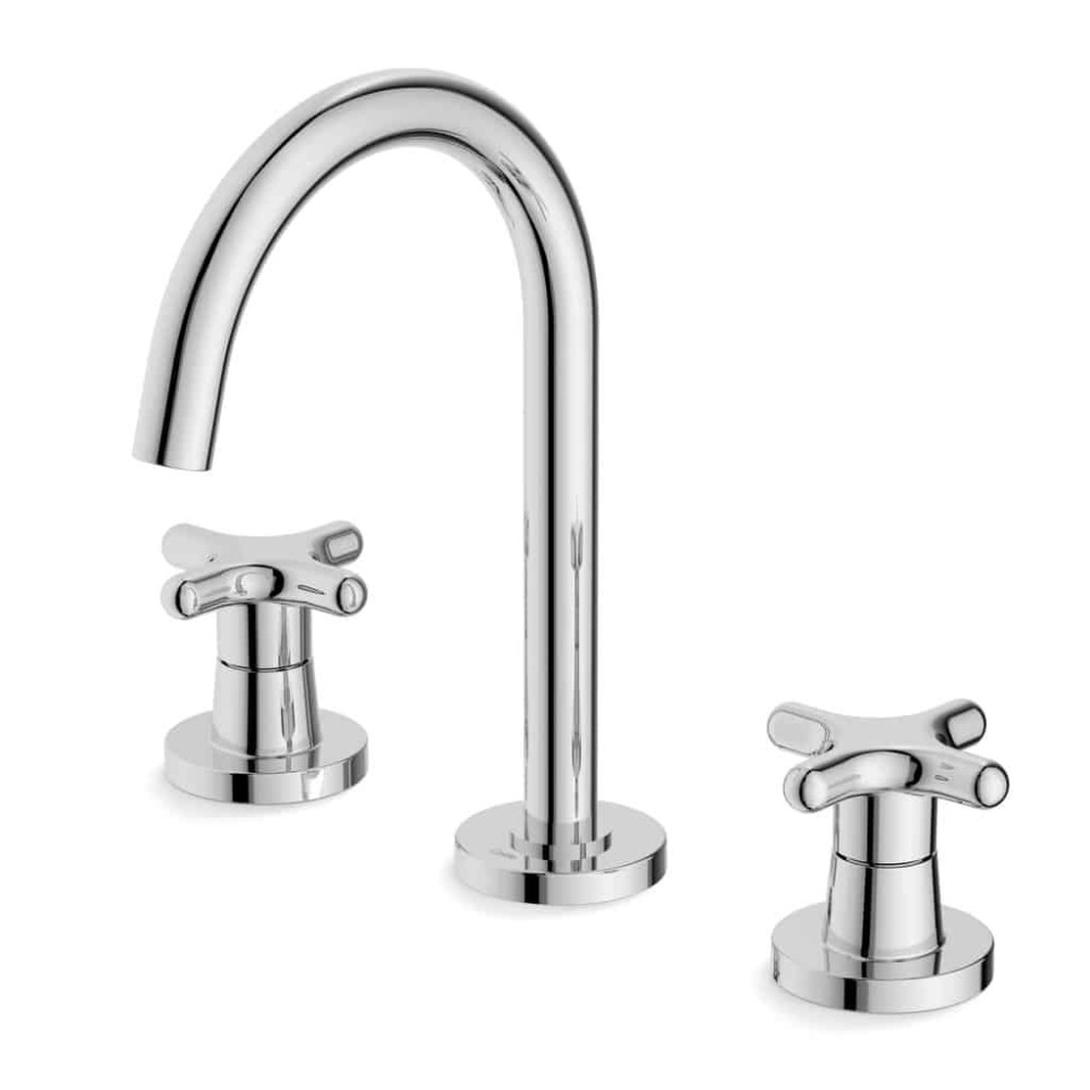 Misturador Para Lavatório De Mesa 3 Furos Bica Alta Com Válvula Cross B5002F6CRB