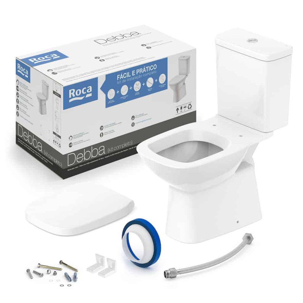 Kit Bacia Caixa Acoplada E Itens De Instalação Debba Classic Branco Brilhante C329723001 Roca