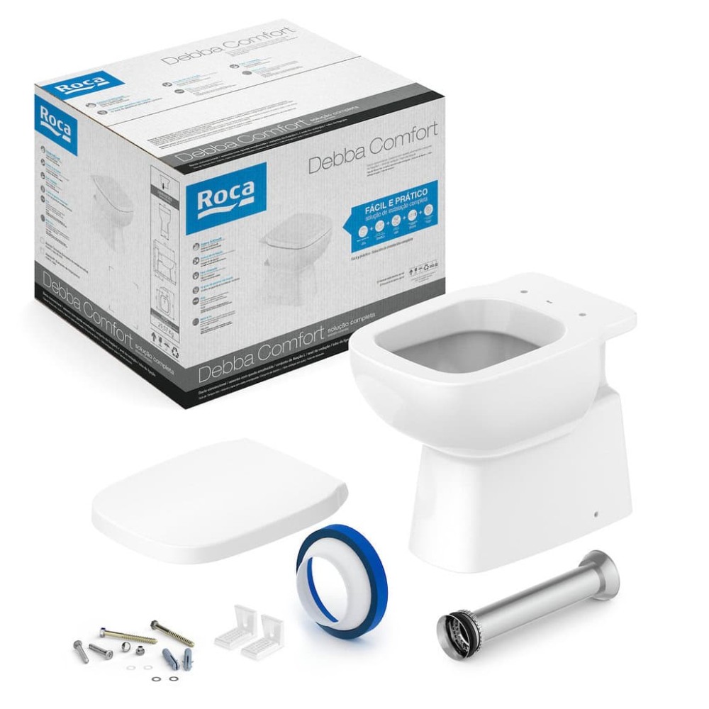 Kit Bacia Convencional Completo Assento Pp Debba Confort Branco Brilhante C329727016 Roca