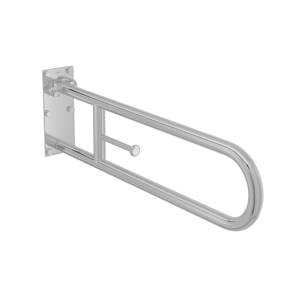 Barra de Apoio Lateral Articulada com Papeleira 80cm Conforto Aço Polido Deca 2316.I.080.POL.N