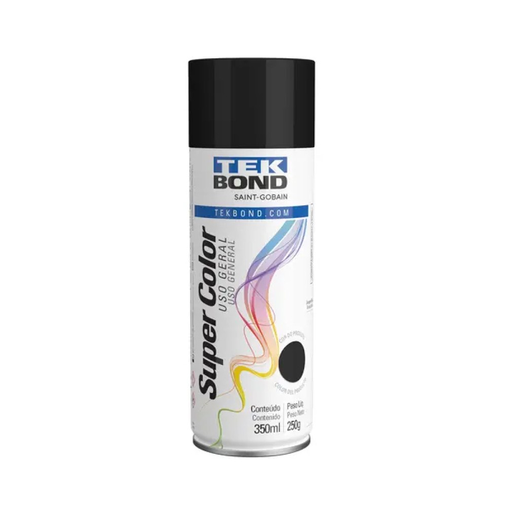 Tinta Spray Uso Geral Preto Brilhante 350ml / 250g Tekbond
