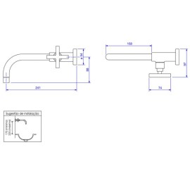 Torneira Lavatorio Parede Duna Classica Deca 1178.C64