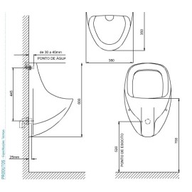 Mictório C/ Sifão Integrado E Entrada De Agua Embutida Deca M.714.17