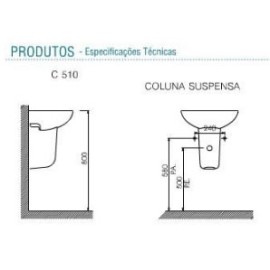 Coluna Suspensa Para Lavatório L510 Vogue Plus Deca C.510.17