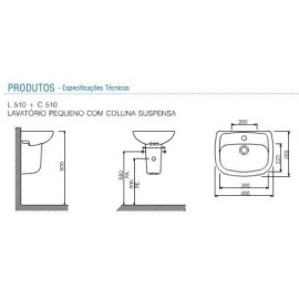 Lavatório Pequeno De Coluna Suspensa Vogue Plus Deca L.510.17 Lavatório Pequeno De Coluna Suspensa Vogue Plus Deca L.510.17