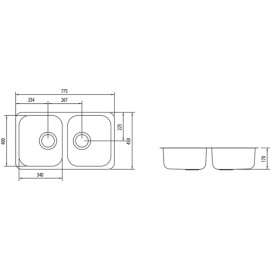 Cuba Embutir Isis Plus 2C 34 BL Inox Brilho