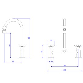 Misturador Cozinha mesa Deca Flex 1256.C20.CLM Misturador Cozinha mesa Deca Flex 1256.C20.CLM